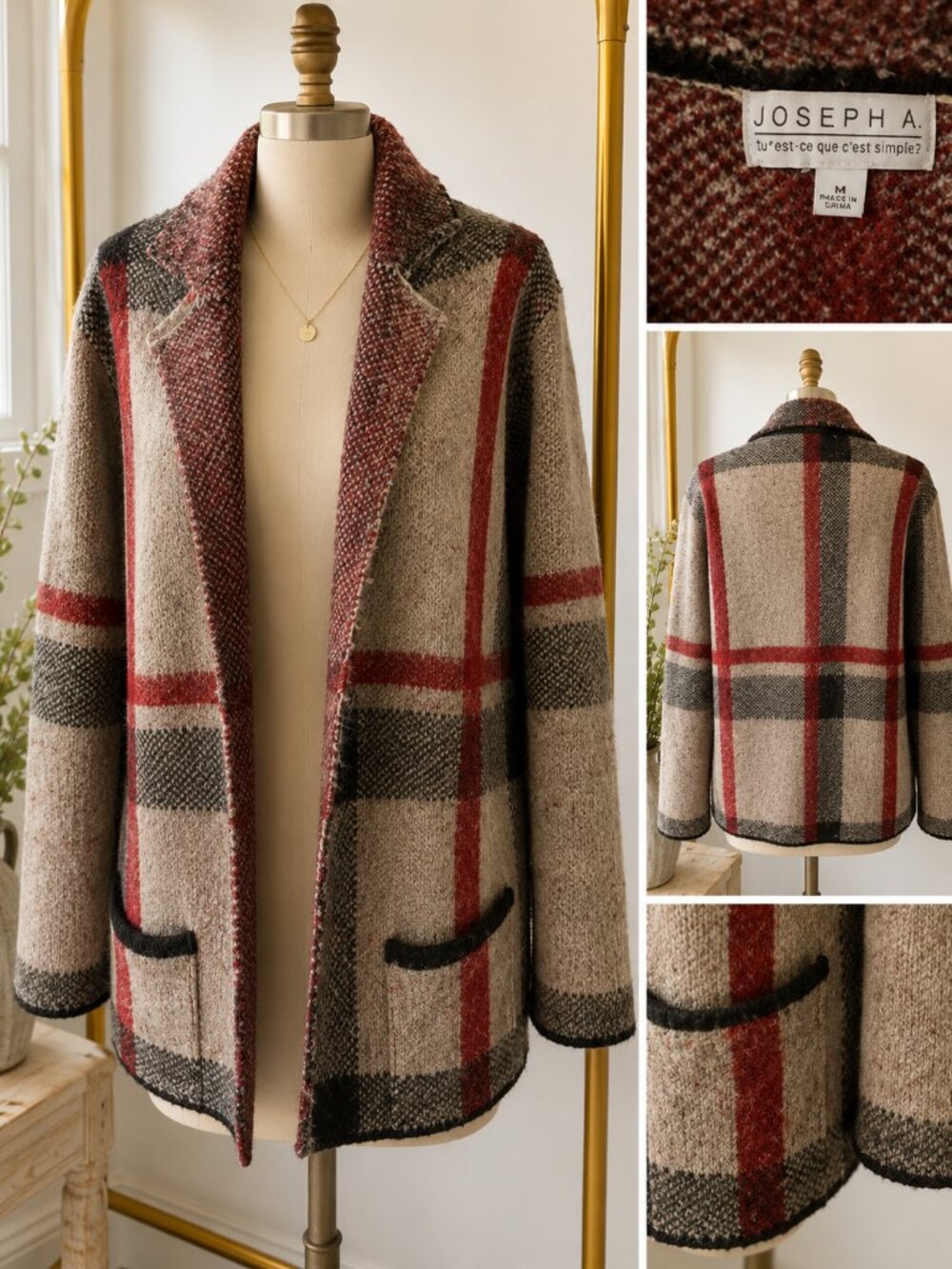 🍂 Joseph A Plaid Sweater Jacket | Size Medium 🍂